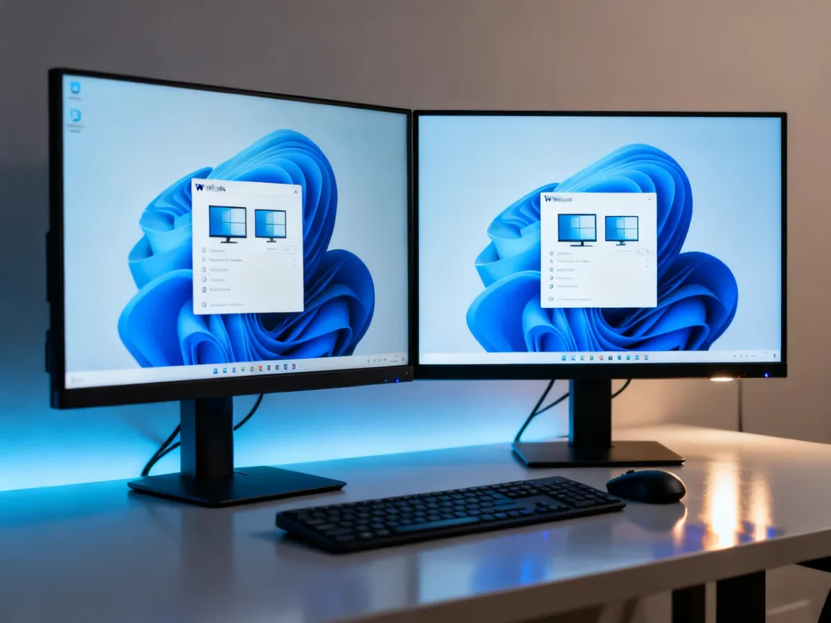Ustawienia systemu Windows z wyborem głównego monitora