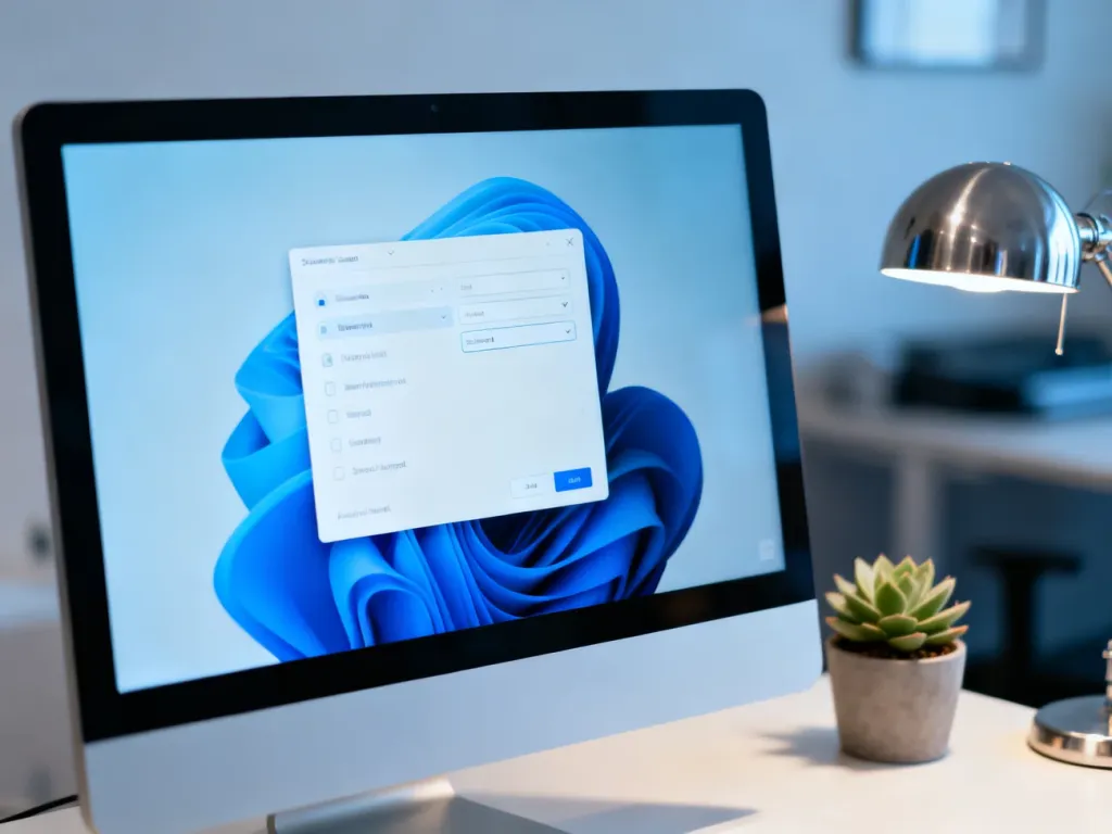 Monitor komputerowy z otwartymi ustawieniami systemu, prezentujący interfejs konfiguracyjny Windowsa.