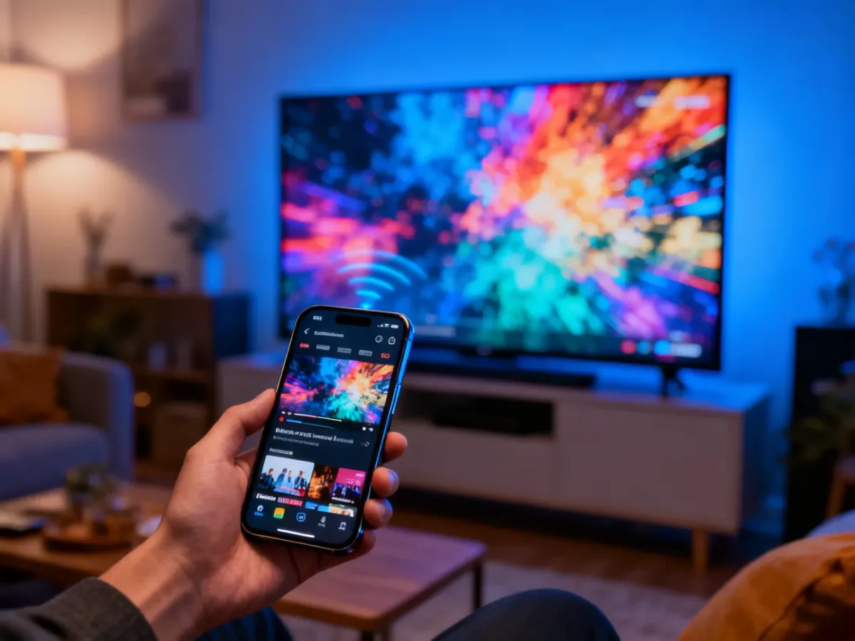 Telefon przesyłający bezprzewodowo film na telewizor Smart TV
