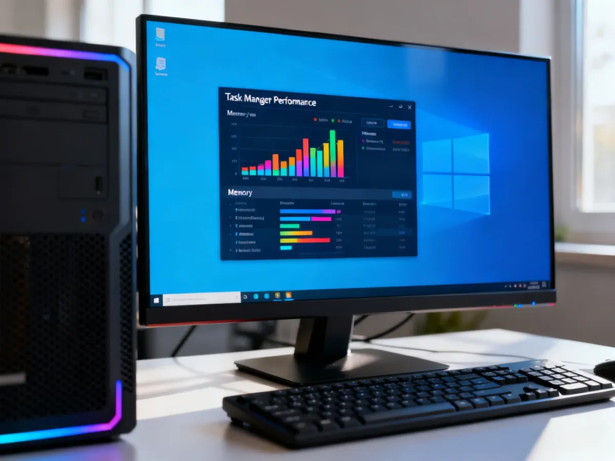 Menedżer zadań Windows pokazujący informacje o pamięci RAM