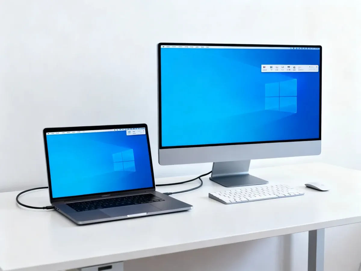 MacBook z zewnętrznym monitorem i konfiguracją głównego ekranu