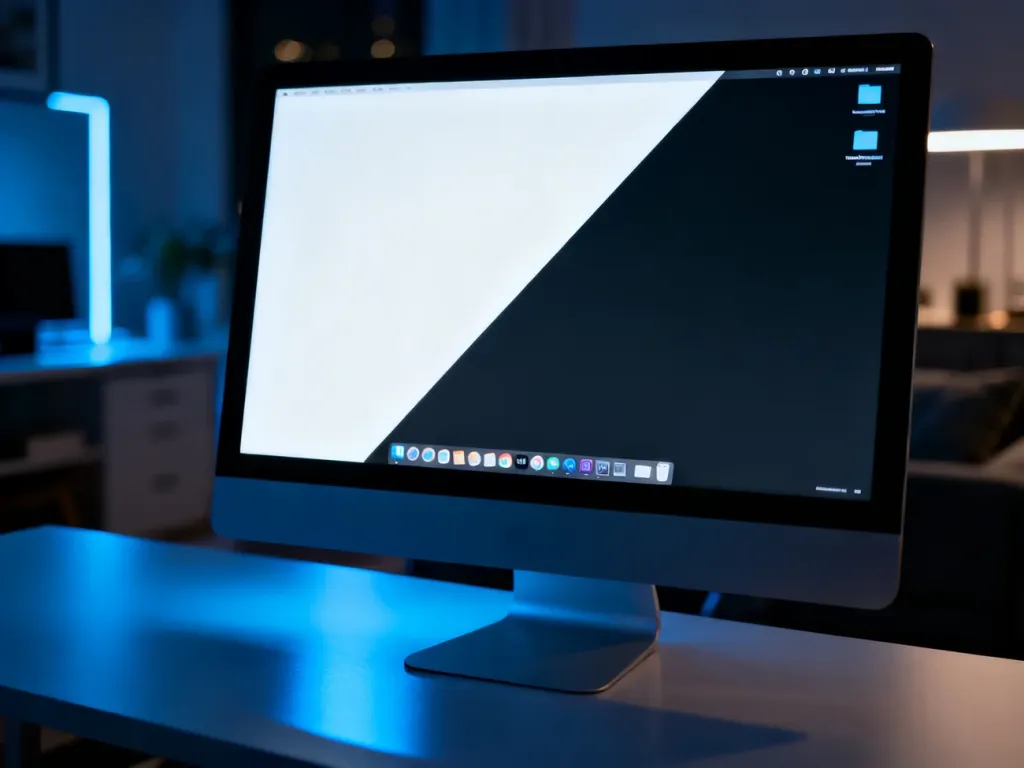 Ekran komputera z widocznym procesem przełączania interfejsu systemu Windows z jasnego na tryb ciemny.
