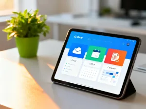 Ekran laptopa z ikoną globu w ustawieniach, symbolizujący proces zmiany języka w przeglądarce Google.