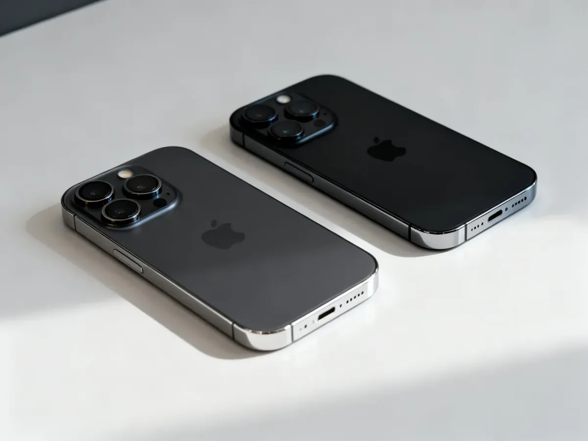 Modele iPhone 15 i iPhone 15 Pro ułożone obok siebie