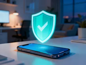 Nowoczesny smartfon z ikoną chmury na ekranie, symbolizujący synchronizację danych w usłudze iCloud Drive.