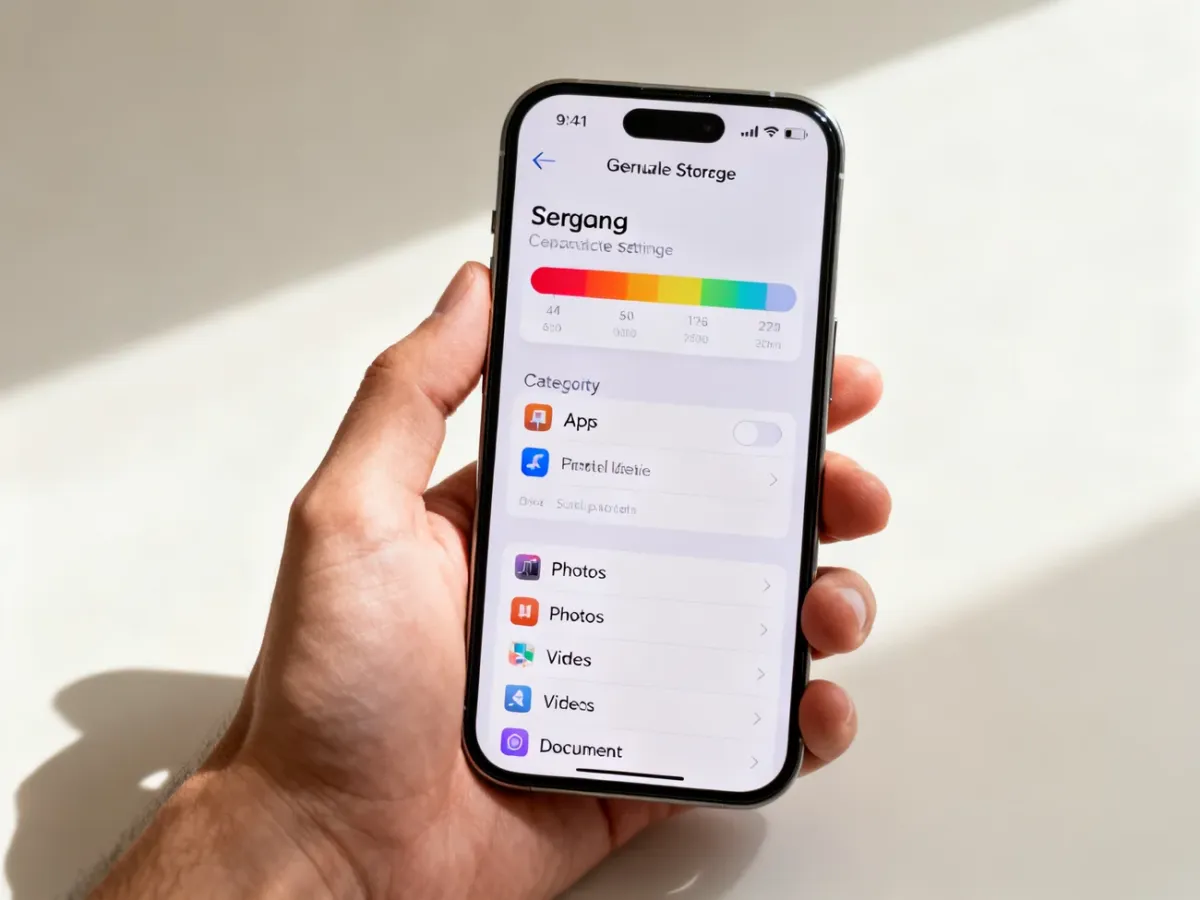 Smartfon z ekranem pokazującym wykorzystanie pamięci wewnętrznej
