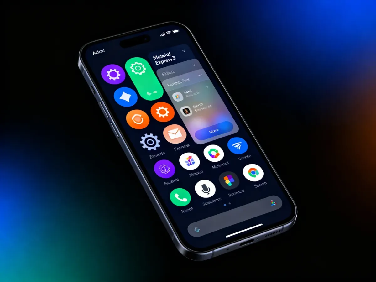 Smartfon z kolorowym i przezroczystym interfejsem Android 16