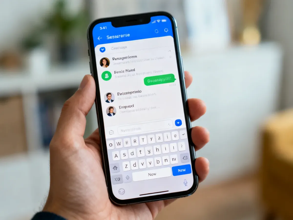 Smartfon z otwartą listą kontaktów w aplikacji do wiadomości