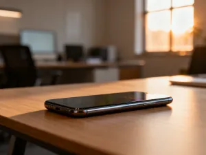 Nowoczesny smartfon z ikoną chmury na ekranie, symbolizujący synchronizację danych w usłudze iCloud Drive.