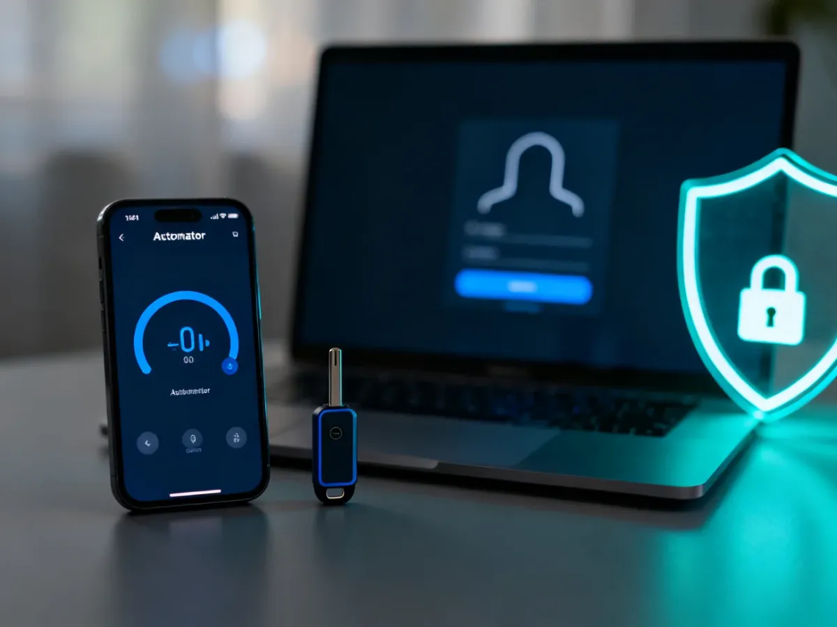 Smartfon z aplikacją uwierzytelniającą i kluczem sprzętowym zabezpieczające logowanie