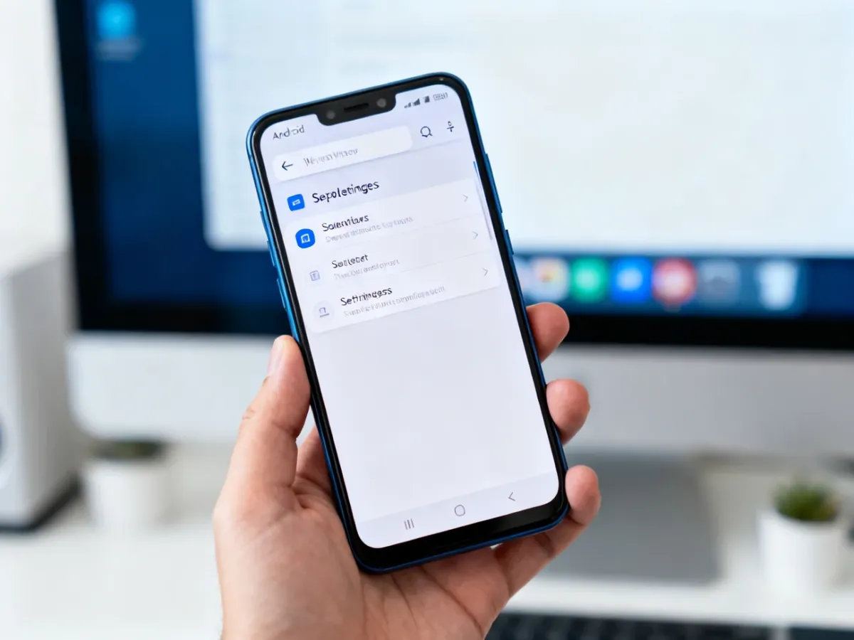 Smartfon z Androidem otwartym na ustawienia wyboru domyślnej przeglądarki
