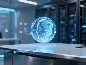 Stylizowany układ scalony z pulsującymi ścieżkami danych, symbolizujący nowoczesną technologię i aktualizacje systemowe.
