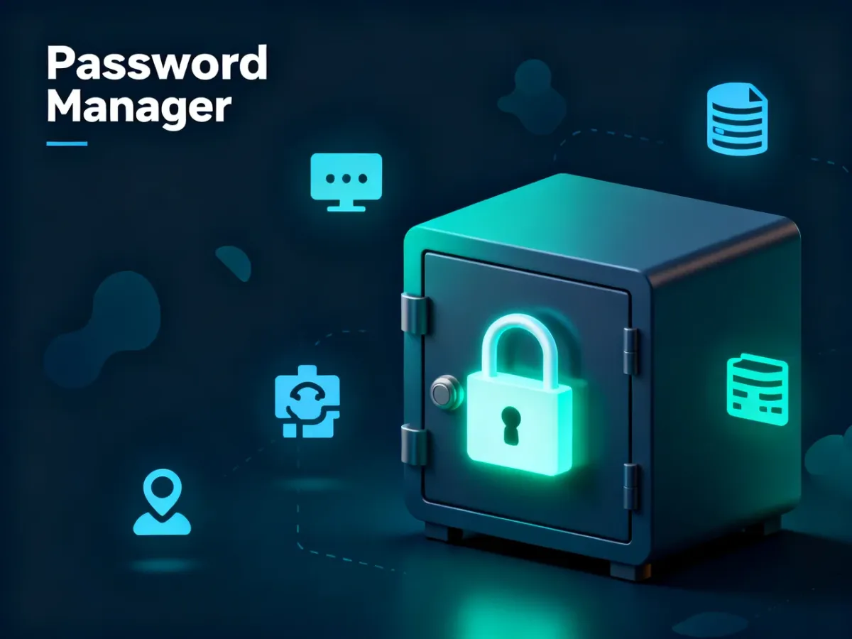 Cyfrowy sejf z kłódką symbolizujący menedżer haseł i ochronę danych