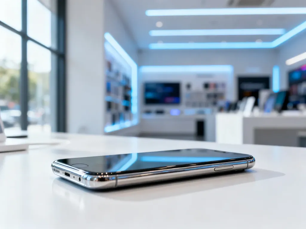 Nowoczesny smartfon na minimalistycznym biurku, podkreślający wysoką jakość wykonania i detale obudowy urządzenia.