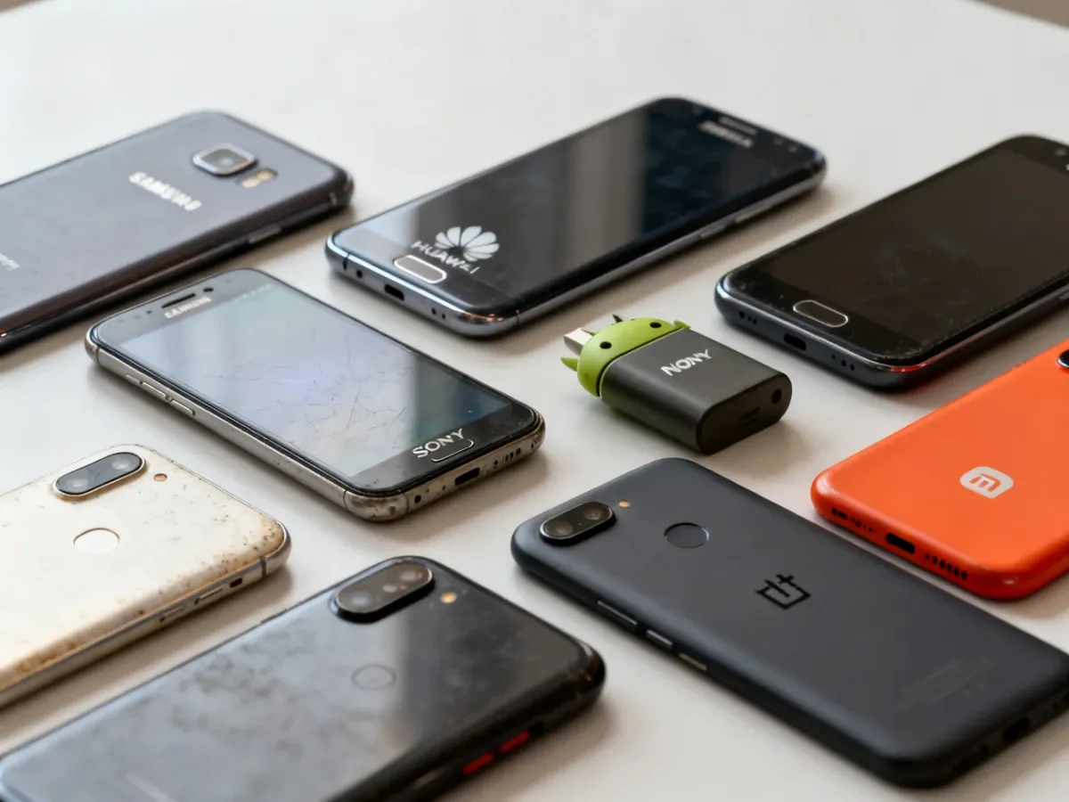 Różne starsze smartfony obsługujące Androida 9 Pie