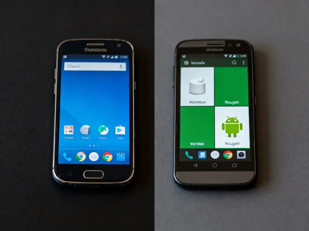 Dwa starsze smartfony przedstawiające różnice między Androidem 6 i Androidem 7