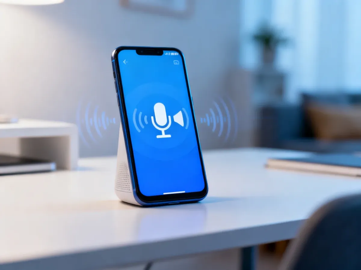 Smartfon z ustawieniami rozpoznawania i syntezy mowy