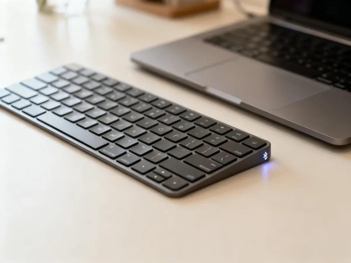 Klawiatura bezprzewodowa sparowana z laptopem przez Bluetooth
