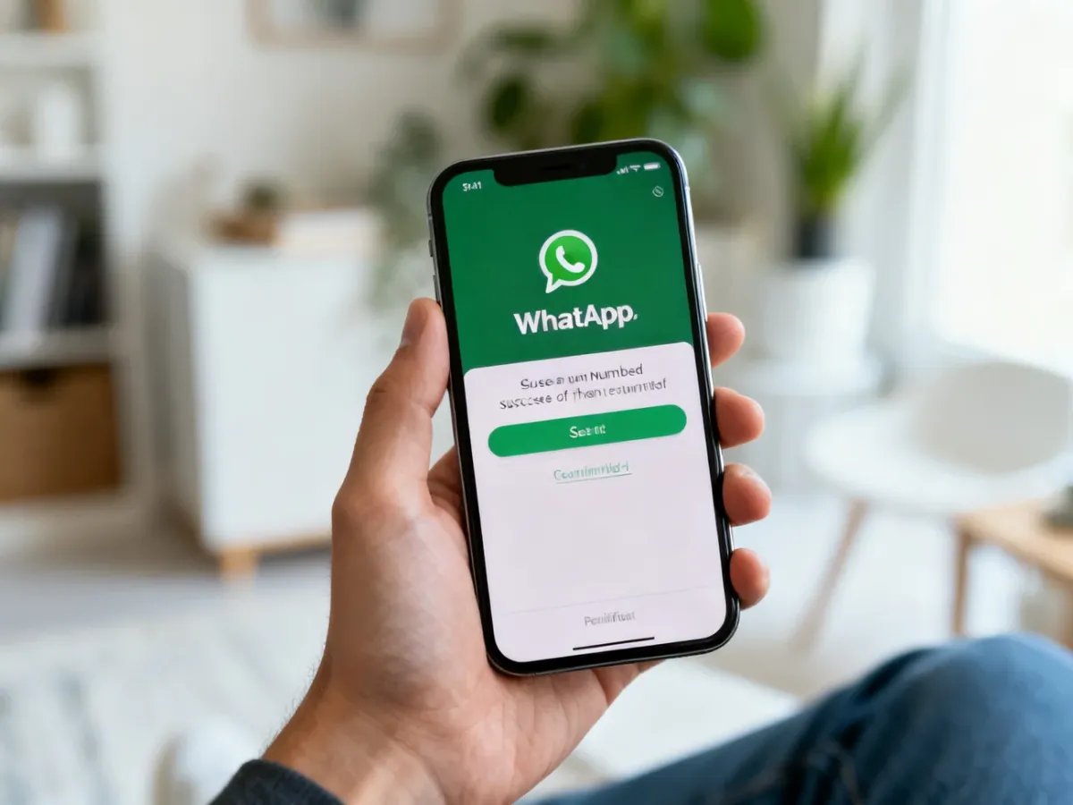 Smartfon z ekranem konfiguracji WhatsApp po weryfikacji numeru telefonu