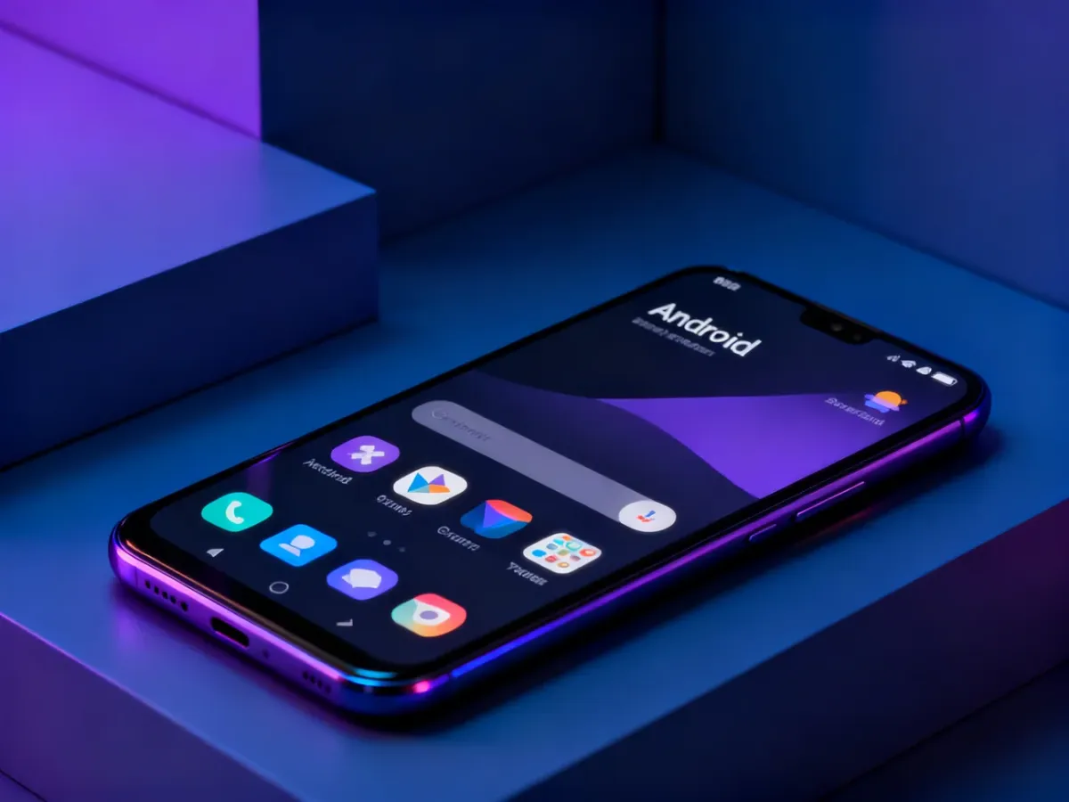 Smartfon z personalizowanym ekranem głównym Androida w trybie ciemnym