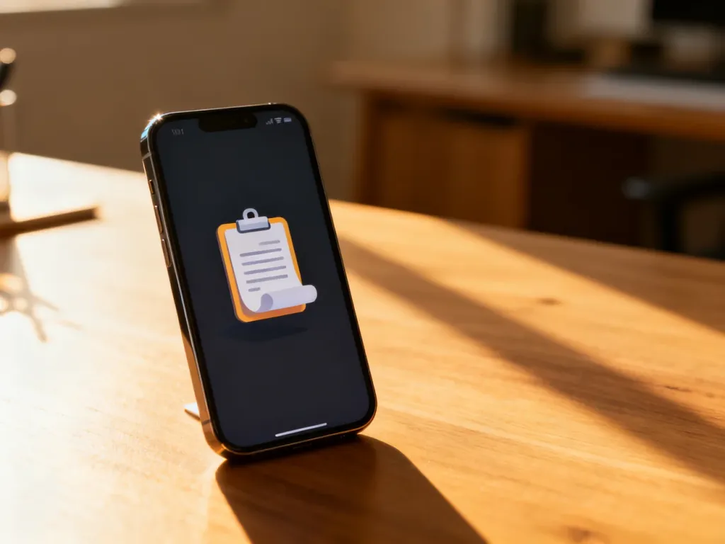 Ikona schowka na ekranie smartfona, symbolizująca łatwe zarządzanie skopiowanymi treściami w telefonie.