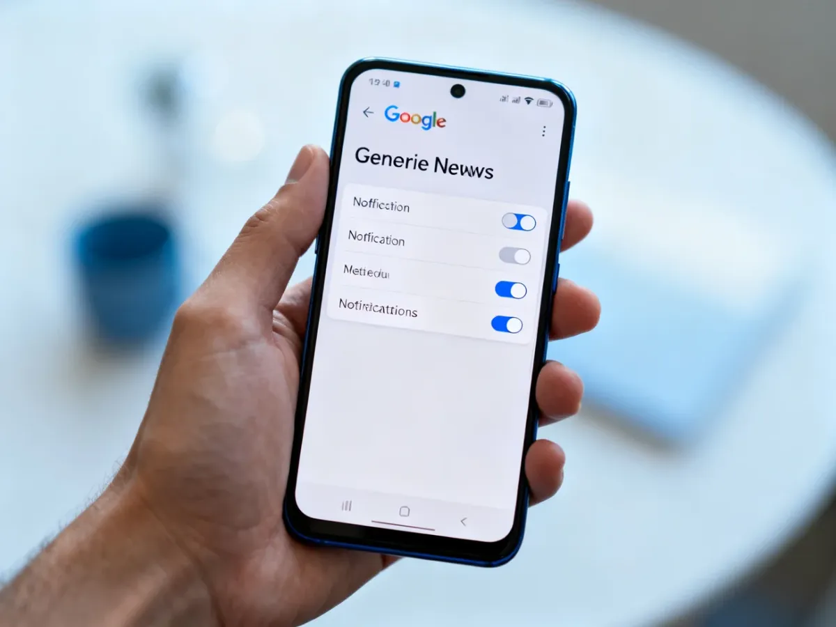 Smartfon z ustawieniami powiadomień aplikacji Google News