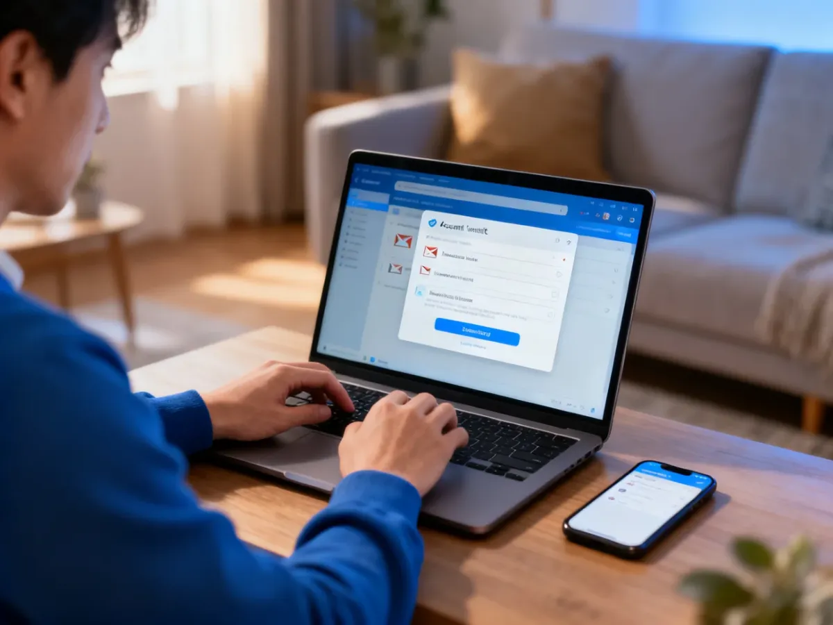 Osoba korzystająca z laptopa po pomyślnym utworzeniu prywatnego konta