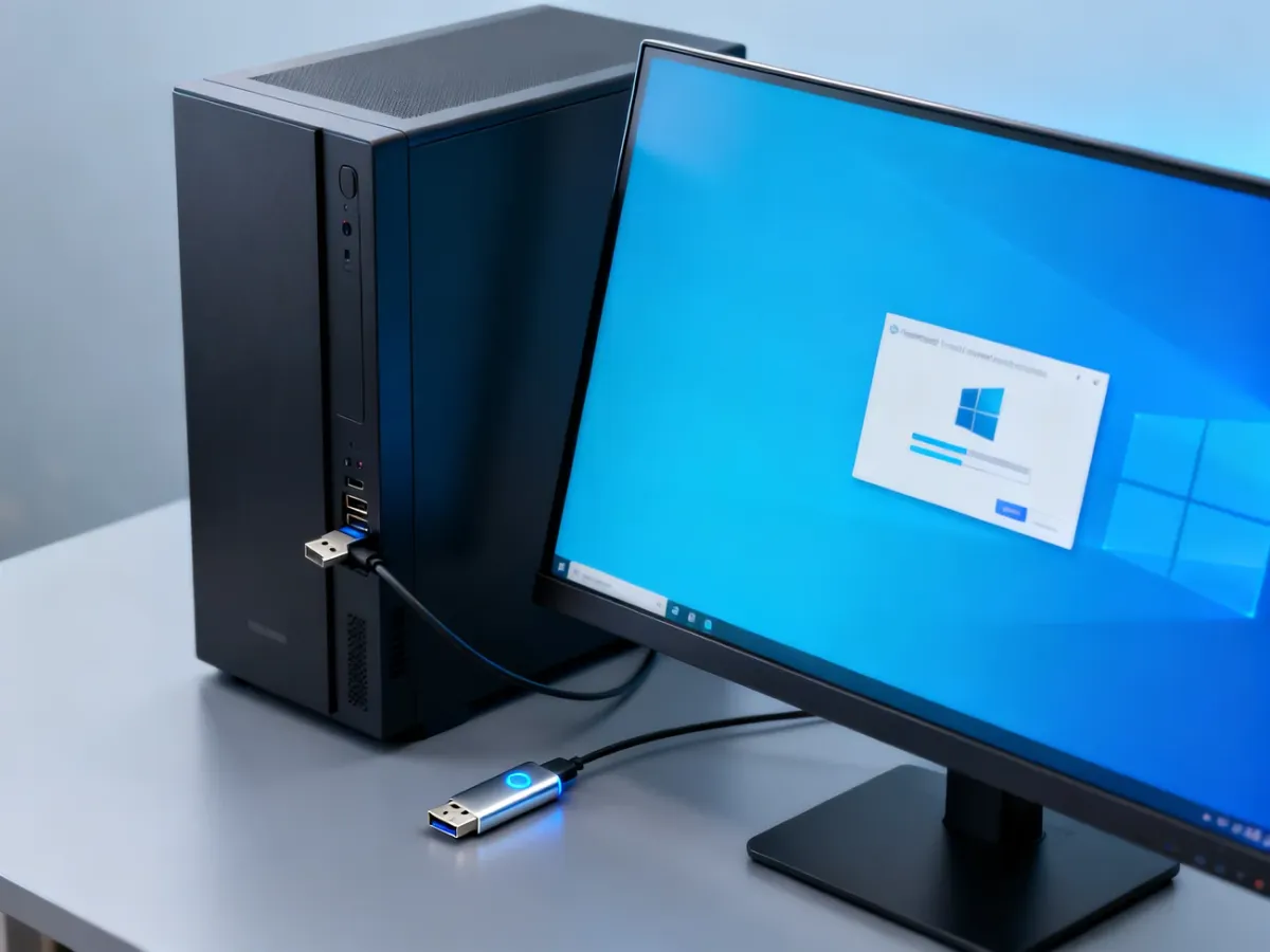 Komputer przygotowywany do instalacji Windows 11 z pendrive’a