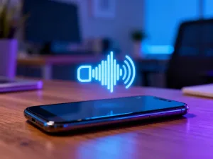 Nowoczesny smartfon z ikoną tarczy zabezpieczającej na ekranie, symbolizujący ochronę urządzenia przed wirusami.