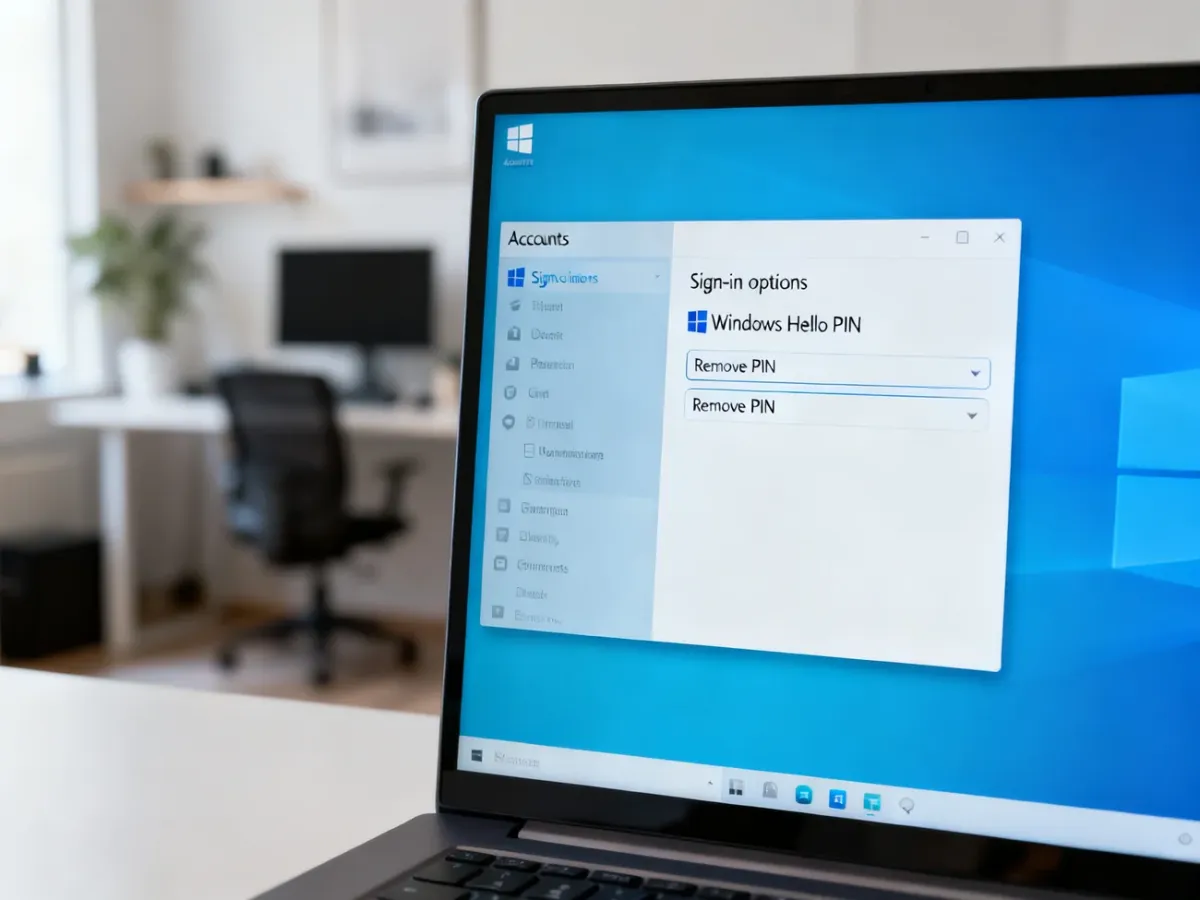Ustawienia logowania systemu Windows z aktywną opcją usunięcia kodu PIN