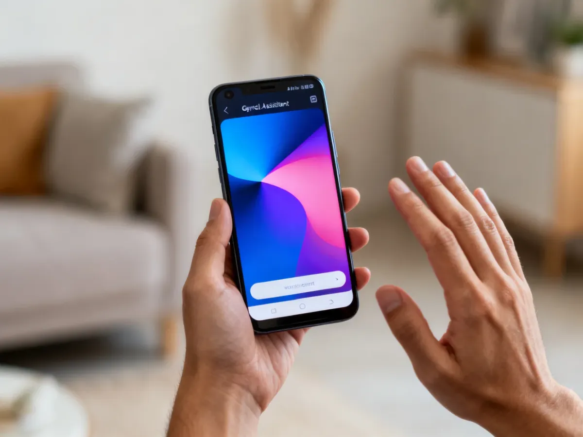 Smartfon z Androidem podczas konfiguracji asystenta głosowego