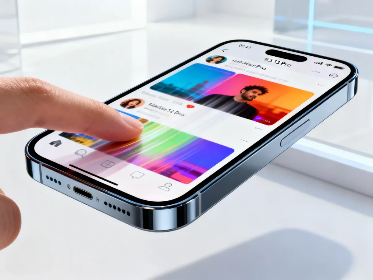 iPhone 13 Pro podczas płynnego przewijania treści na ekranie