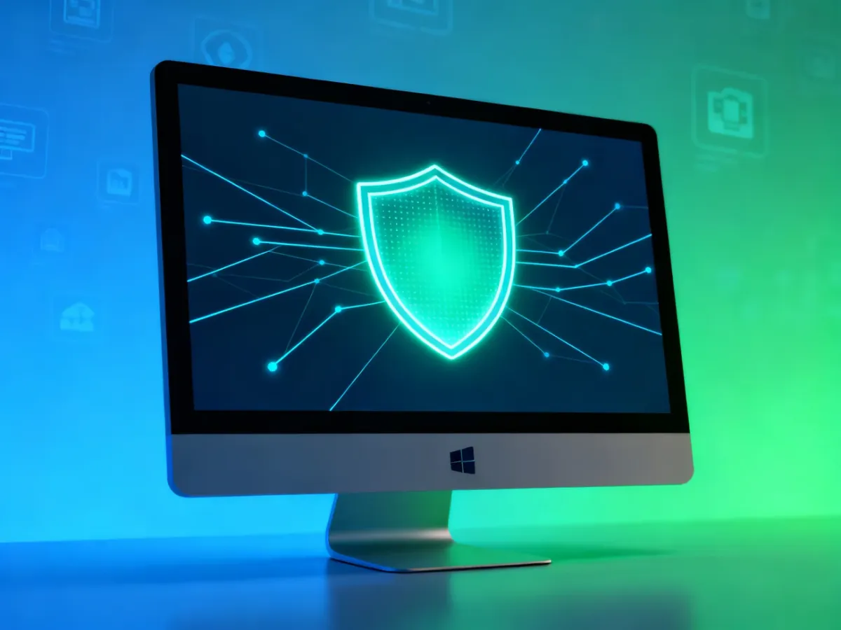 Komputer chroniony przez Windows Defender przed cyfrowymi zagrożeniami