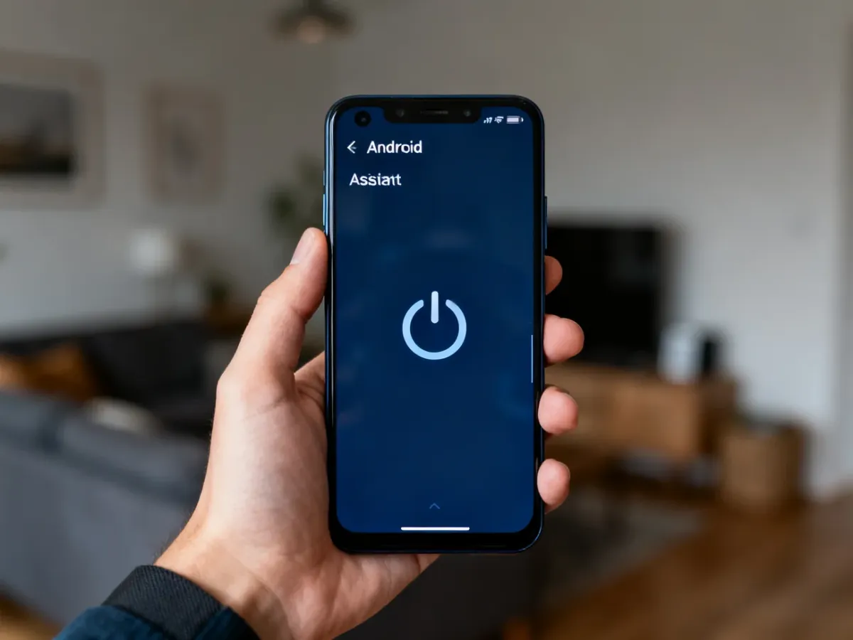 Smartfon z ustawieniami przycisku zasilania i asystenta cyfrowego