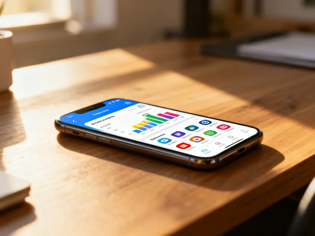 Ekran smartfona z otwartym menu ustawień baterii, prezentujący wykresy zużycia energii przez poszczególne aplikacje.
