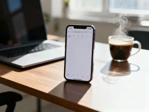 Świetlista ikona chmury unosząca się nad smartfonem, symbolizująca przesyłanie danych w technologii cloud computing.